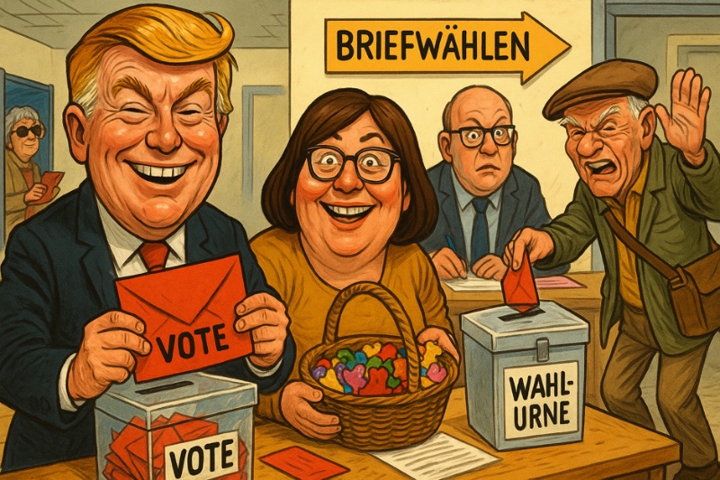 Ahlen im Wahlfieber: Briefwahlbüro als Schokoladen-Oase der Demokratie Grafik: Ahlen im Wahlfieber: Briefwahlbüro als Schokoladen-Oase der Demokratie