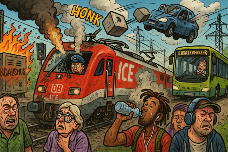 Deutsche Bahn – Abenteuer zwischen Vandalismus, Betonpollern und Kreislaufproblemen Grafik: Deutsche Bahn – Abenteuer zwischen Vandalismus, Betonpollern und Kreislaufproblemen