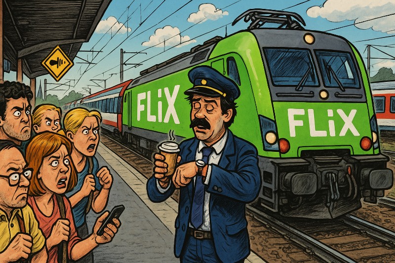 Lokführer: Muss Pause machen, selbst wenn die Passagiere längst Pause vom Reisen bräuchten. Grafik: Lokführer: Muss Pause machen, selbst wenn die Passagiere längst Pause vom Reisen bräuchten.