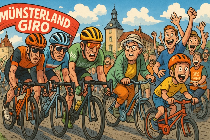 Münsterland Giro – Wenn Ketten quietschen und Helme glänzen Grafik: Münsterland Giro – Wenn Ketten quietschen und Helme glänzen