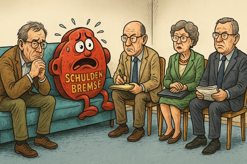 Die Schuldenbremse auf der Couch Grafik: Die Schuldenbremse auf der Couch