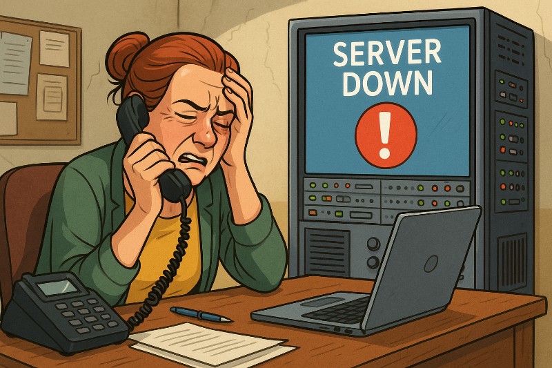 „Postfach offline – Kinderschutz bitte per Telefon, analog wie in der Steinzeit“ Grafik: „Postfach offline – Kinderschutz bitte per Telefon, analog wie in der Steinzeit“