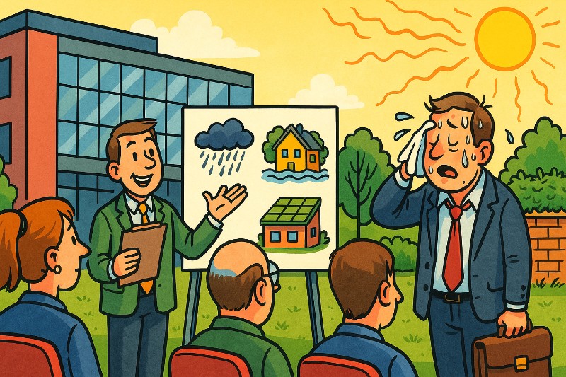 Klimaanpassung vor der Tür – Jetzt auch mit Gratis-Kaffee und Starkregen-Option! Grafik: Klimaanpassung vor der Tür – Jetzt auch mit Gratis-Kaffee und Starkregen-Option!