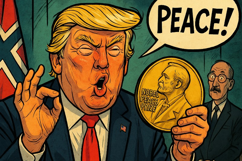 Donald Trump - Der Mann, der den Frieden erfand – und ihn gleich patentieren ließ Grafik: Donald Trump - Der Mann, der den Frieden erfand – und ihn gleich patentieren ließ