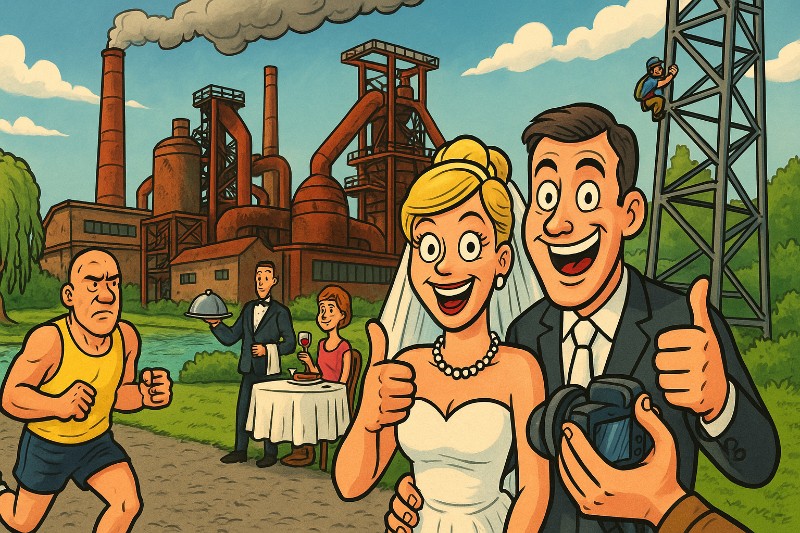 Heiraten, schwitzen, staunen – willkommen im westfälischen Wunderland Huckarde Grafik: Heiraten, schwitzen, staunen – willkommen im westfälischen Wunderland Huckarde