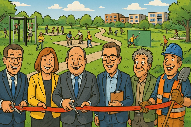 Der „Grüne Trichter“ – Münster bohrt sich in die Zukunft (diesmal mit Rasen!) Grafik: Der „Grüne Trichter“ – Münster bohrt sich in die Zukunft (diesmal mit Rasen!)