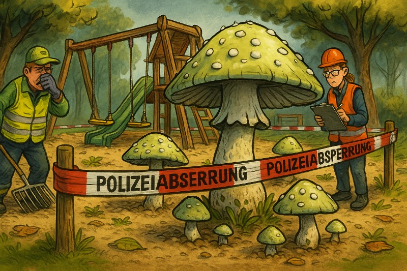 Pilz-Alarm im Sandkasten – Münster macht dicht! Grafik: Pilz-Alarm im Sandkasten – Münster macht dicht!