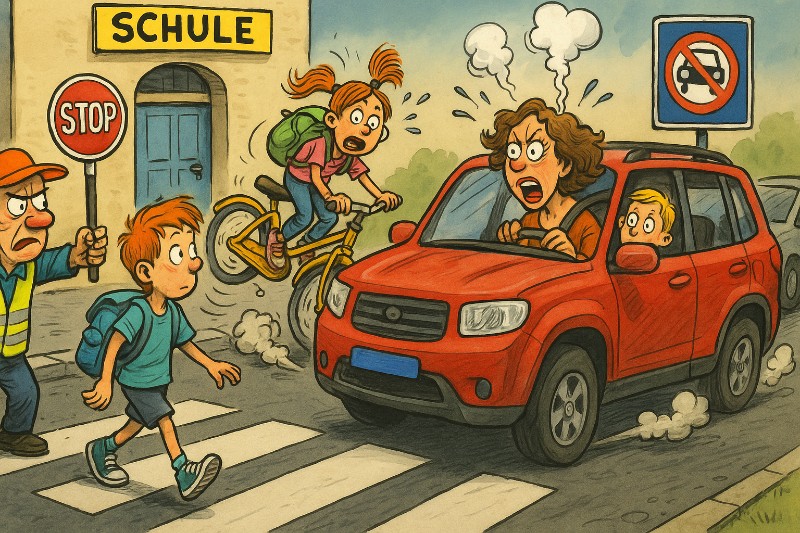 Dortmund: Wenn Mama das Taxi spielt – und warum Schulstraßen jetzt die neue Revolution sind Grafik: Wenn Mama das Taxi spielt – und warum Schulstraßen jetzt die neue Revolution sind