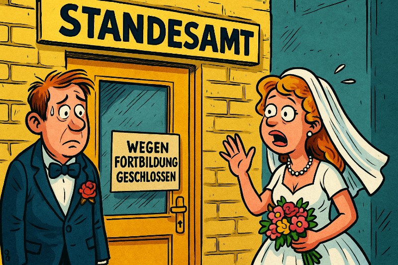 Standesamt dicht – die Liebe muss warten! Grafik: Standesamt dicht – die Liebe muss warten!