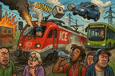 Deutsche Bahn – Abenteuer zwischen Vandalismus, Betonpollern und Kreislaufproblemen Grafik: Deutsche Bahn – Abenteuer zwischen Vandalismus, Betonpollern und Kreislaufproblemen
