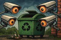 Grafik: Big Brother am Glascontainer – Saarland gegen die Müll-Mafia