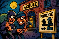 Grafik: Mission Schulhof – Beckums heimliche Eliteeinbrecher auf Bildungstour