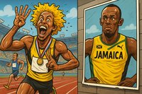 Grafik: Goldlöckchen rennt Bolt vom Poster