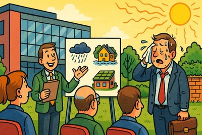 Klimaanpassung vor der Tür – Jetzt auch mit Gratis-Kaffee und Starkregen-Option! Grafik: Klimaanpassung vor der Tür – Jetzt auch mit Gratis-Kaffee und Starkregen-Option!