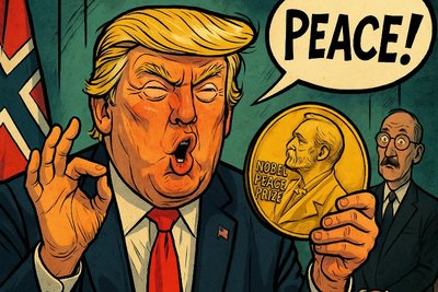 Donald Trump - Der Mann, der den Frieden erfand – und ihn gleich patentieren ließ Grafik: Donald Trump - Der Mann, der den Frieden erfand – und ihn gleich patentieren ließ