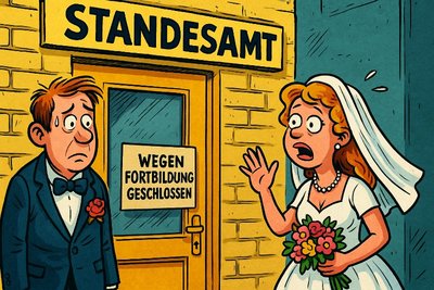Standesamt dicht – die Liebe muss warten! Grafik: Standesamt dicht – die Liebe muss warten!