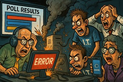 Wahlergebnisse im Schneckentempo – Server im Koma, Demokratie im Standby Grafik: Wahlergebnisse im Schneckentempo – Server im Koma, Demokratie im Standby