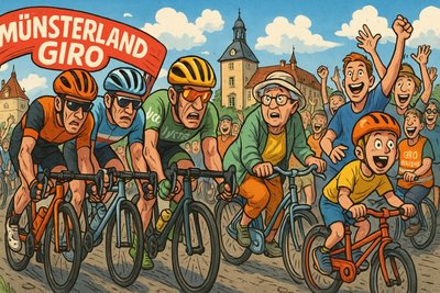 Münsterland Giro – Wenn Ketten quietschen und Helme glänzen Grafik: Münsterland Giro – Wenn Ketten quietschen und Helme glänzen
