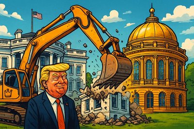 „Das Weiße Haus bekommt den goldenen Ballroom der Volksnähe“ – oder: Wenn der Bagger tanzen lernt Grafik: „Das Weiße Haus bekommt den goldenen Ballroom der Volksnähe“ – oder: Wenn der Bagger tanzen lernt